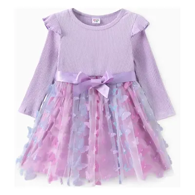 Toddler Girl Sweet Mesh Splice Dress