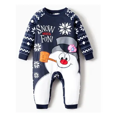 Frosty The Snowman Pajamas - Christmas PJs Fleece with Snowflake Print (Raglan Sleeve)