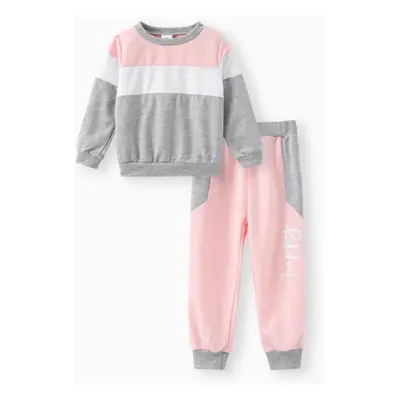 Toddler Boy/Girl 2pcs Colorblock Sweatshirt and Pants Set