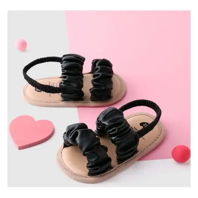 Baby Girl Pleat Design Leather Prewalker Shoes Sandals