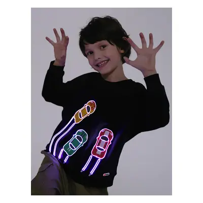 Go-Glow Illuminating Sweatshirt with Light Up Racing Cars Including Controller (Built-In Battery