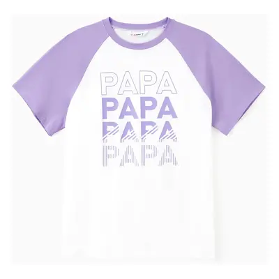 Family Matching Sets Purple Raglan Sleeves Tee or Shirred Top Ruffle Hem Strap Dress