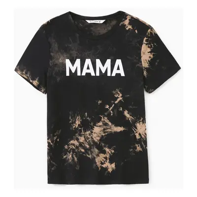 100% Cotton Short-sleeve Tie Dye Letter Print T-shirts for Mom and Me