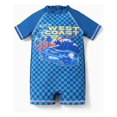 Hot Wheels 1pc Toddler Boys Vehicle Grid Swimsuit