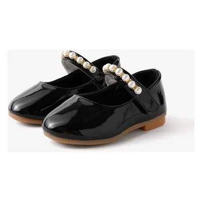 Toddler and Kid Girls Sweet Faux-pearl Velcro Leather Shoes