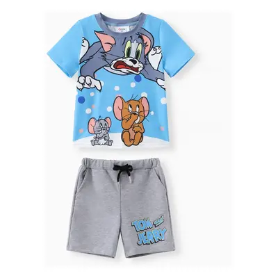 Tom and Jerry Toddler Boys 2pcs Funny Character Print Tee with Shorts Set