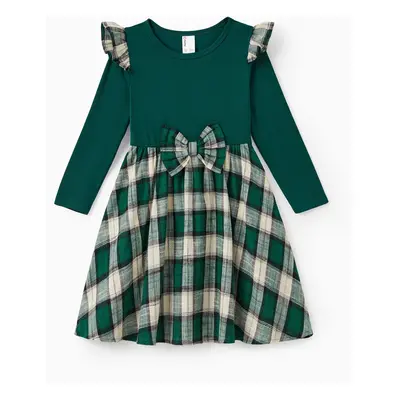 Green Plaid Matching Family Outfits Long Sleeves Co-ord