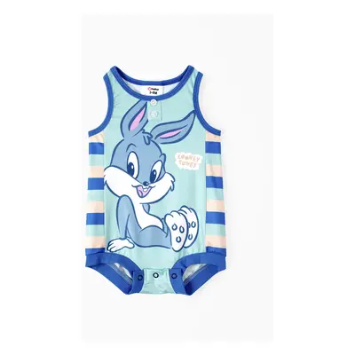 Looney Tunes Baby Boy/Girl Stripe and Character Print Sleeveless Jumpsuit