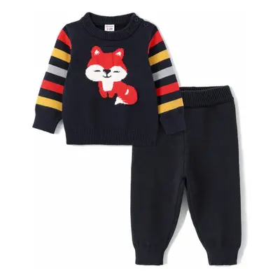 Baby Boy 2pcs Fox Print Sweater Top and Pants Set