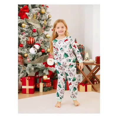 Christmas Family Matching Long Sleeves Very Merry Green Tops Allover Pattern Pants Pajamas Sets 