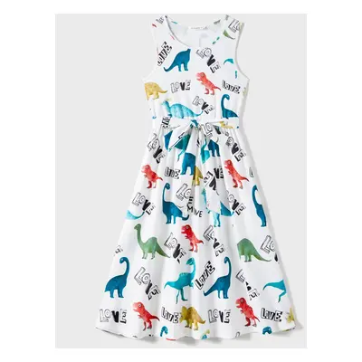 Family Matching Dinosaur Print Tank Dresses and Short-sleeve T-shirts Sets