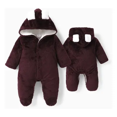 Baby Boy/Girl Bear Style Hooded Fleece Jumpsuit