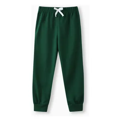 Kid Boy/Kid Girl Solid Color Elasticized Pants