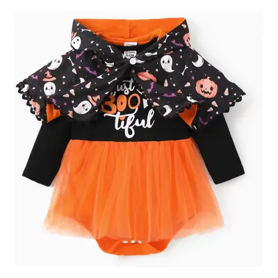 Baby Girl Halloween 2pcs Cloak and Mesh Dress Set