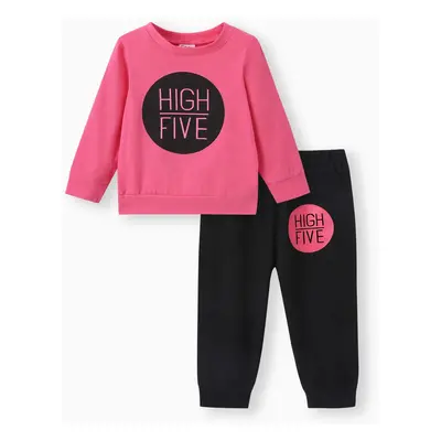 Baby Boy/Girl Clothes 2pcs 95% Cotton Long-sleeve Letter Print Sweatshirt and Pants Set