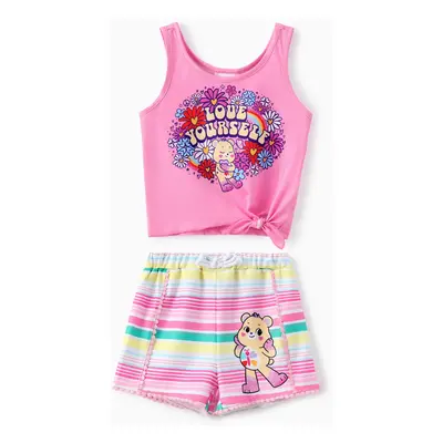 Care Bears Toddler Girls 2pcs Floral Butterfly Rainbow Print Tank Top with Shorts Set