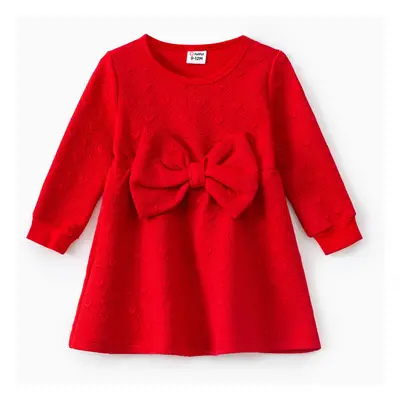 Baby Girl Sweet Bow Decoration 3D Long Sleeve Dress