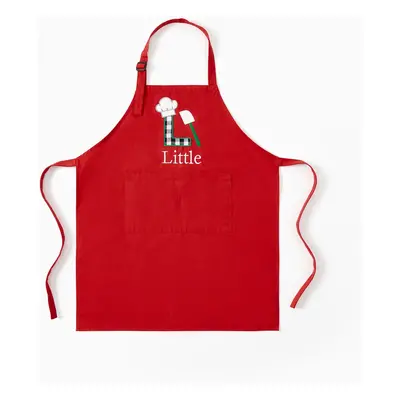 Mommy and Me Red Christmas Aprons 100% Cotton Embroidered Baking Theme