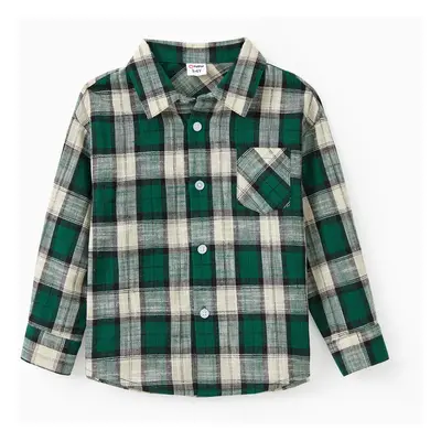 Green Plaid Matching Family Outfits Long Sleeves Co-ord