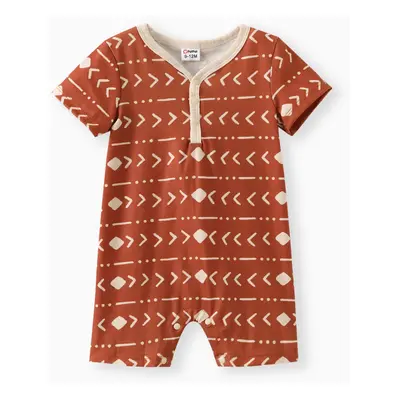 Baby Boy All Over Print Short-sleeve Snap Romper