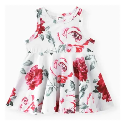 Baby Girl Allover Floral Print Flowy Sleeveless Tank Dress