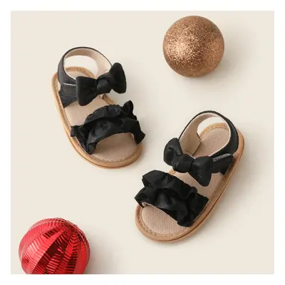 Baby Girl Casual Solid Ruffle Bowknot Sandals Prewalker Shoes