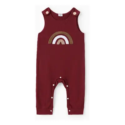 Baby Boy/Girl Rainbow Embroidered Waffle Tank Jumpsuit