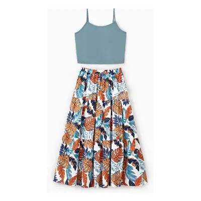 Family Matching Sets Floral Beach Shirts or Cami Top Elastic Waist A-Line Skirt Co-ord Sets