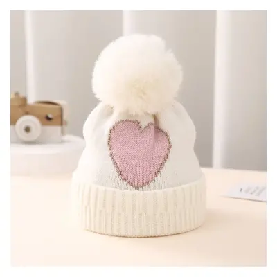 Baby's heart-shaped thickened warm wool knitted hat