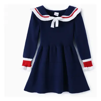 Toddler Girl Preppy Style Polo Collar Sweater Dress