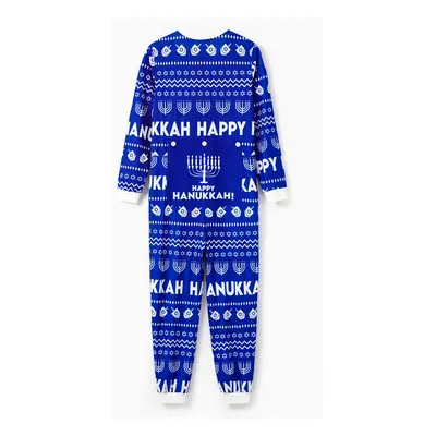 Hanukkah Pajamas Blue Allover Pattern Onesies Matching Family Outfits