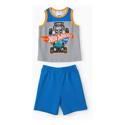 Hot Wheels 2pcs Toddler Boy Naia Colorblock Tank Top and Elasticized Cotton Shorts set