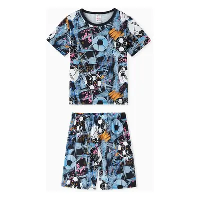 Kid's 2pcs Flame Retardant Printed Home Clothes Set for Boys - Ball Element Casual Design