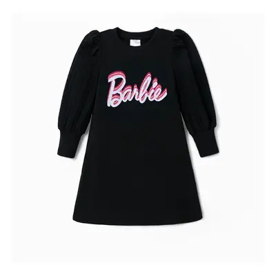 Barbie Kid Girl Letter Print Puff-sleeve Dress