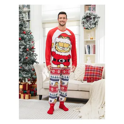 Garfield Family matching Christmas Pattern Colorblock Pajama Set (Flame Resistant)