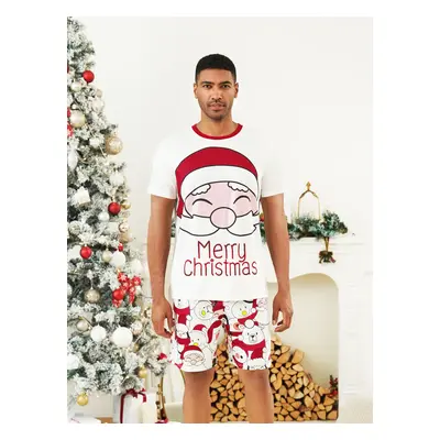 Christmas Santa and Snowman Print Family Matching Short-sleeve Tops and Shorts Pajamas Sets