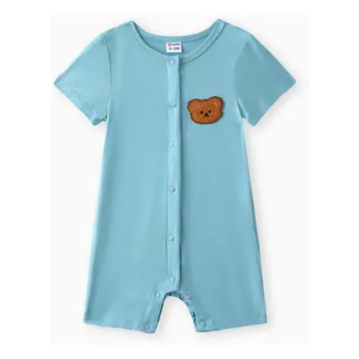 Childlike Solid Color Romper with Secret Button for Unisex Baby