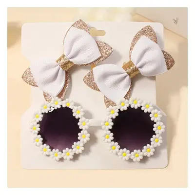 Toddler/kids Bow hairpin and flower glasses set