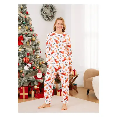 Christmas Family Matching Allover Xmas Pattern Pajamas Sets with Drawstring and Pockets