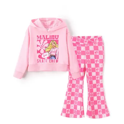 Barbie Toddler/Kid 2pcs Cotton Character Floral Checkered Hoodies And Pants Set