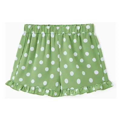 Toddler Girl Polka Dots Pattern Ruffle Hem Shorts