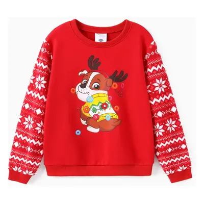 PAW Patrol Family Matching Chase Skye And Rubble Christmas Plush Snowflake Pattern Sweatshirt