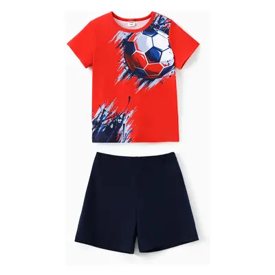 Kid Boy 2pcs Ball Print Short-sleeve Tee and Shorts Set