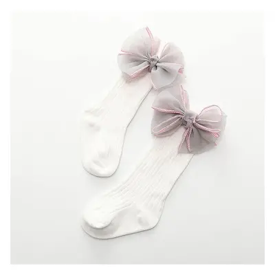 Baby/ Toddler Girl's Tulle Bowknot Decor Ribbed Stockings