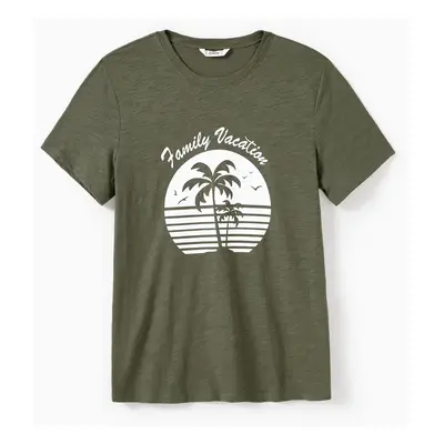 Family Matching Vacation Vibe Short Sleeves Coconut Tree Graphic Tees