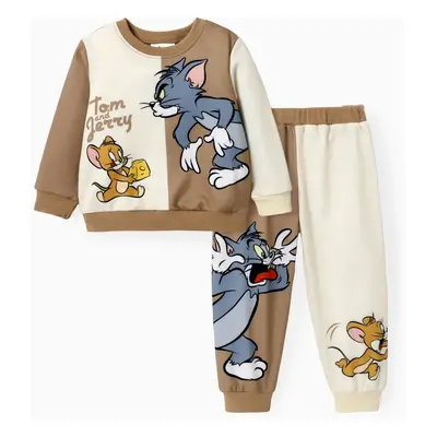 Tom and Jerry Toddler Boy Colorblock Character Print Long-sleeve Top and Pants Set