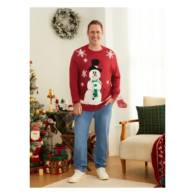 Christmas Family Matching Snowman Snowflake Pattern 3D Scarf Long Sleeves Sweater