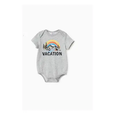 Quick-Dry Family Matching Vacation Text Rainbow Mountain Graphic Tee