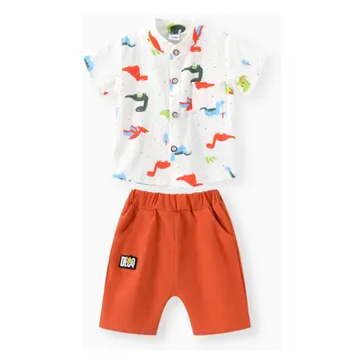 100% Cotton 2pcs Dinosaur Print Short-sleeve Baby Set