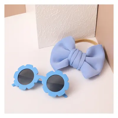 2pcs Toddler Bow Decor Headband and Sunglasses Set